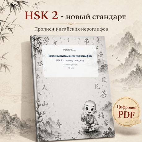 HSK 2 Chinese Character Writing Workbook — New Standard, Russian Edition