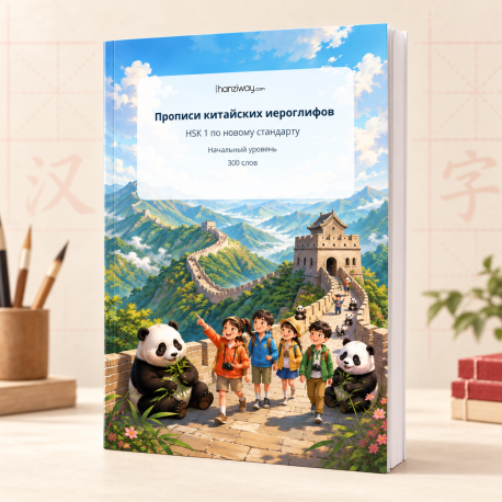 Детские прописи китайских иероглифов HSK1 (русский перевод)
