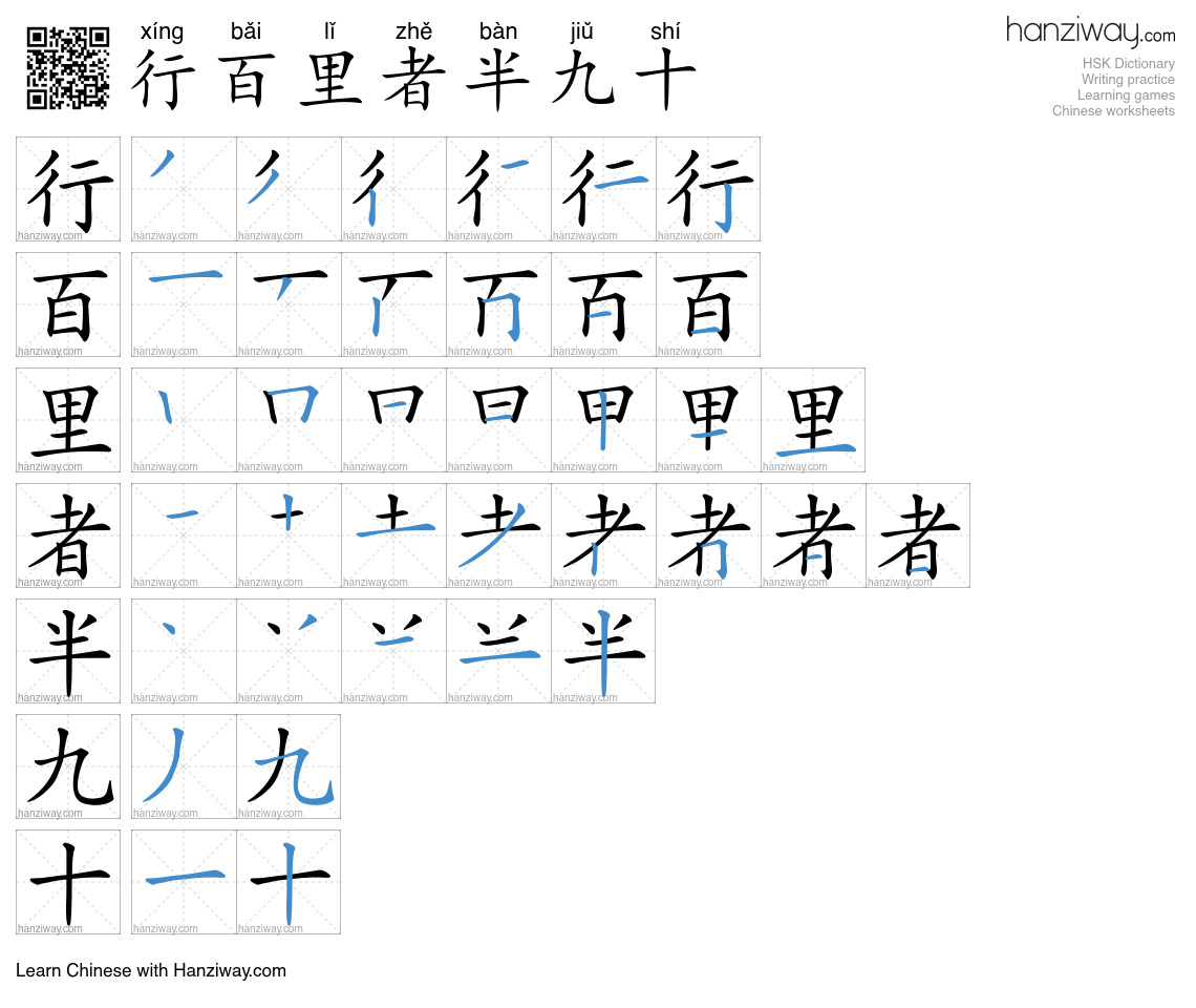 行百里者半九十 (xíng bǎi lǐ zhě bàn jiǔ shí) - English translation, writing ...