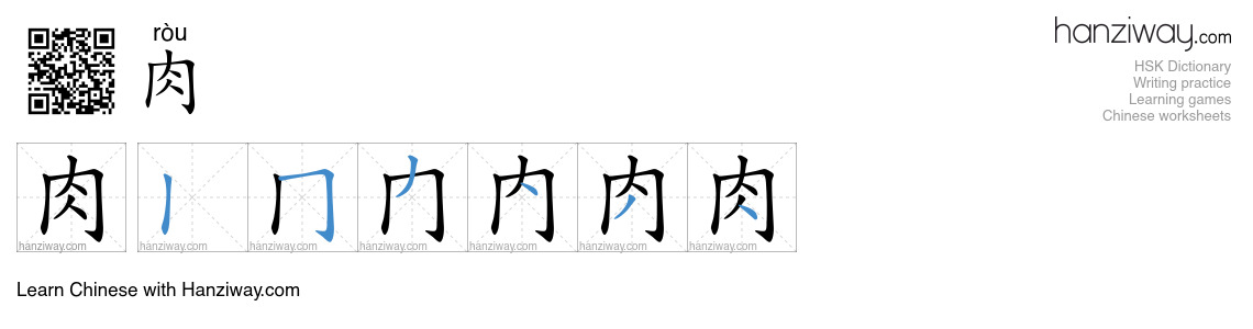 Character 肉 stroke orders