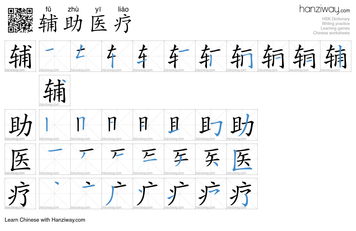 辅助医疗 (fǔ zhù yī liáo) - English translation, writing, stroke order ...