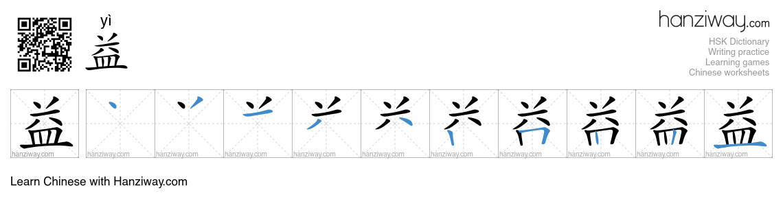 Character 益 stroke orders