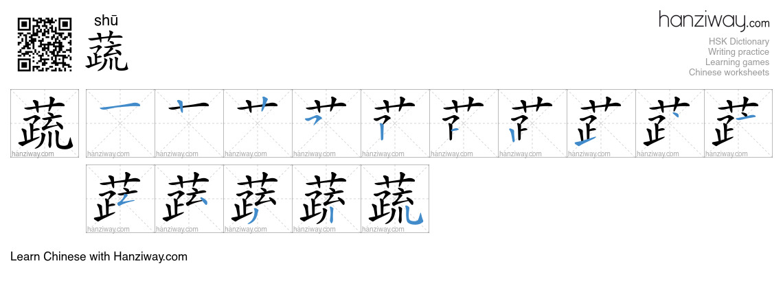 Character 蔬 stroke orders