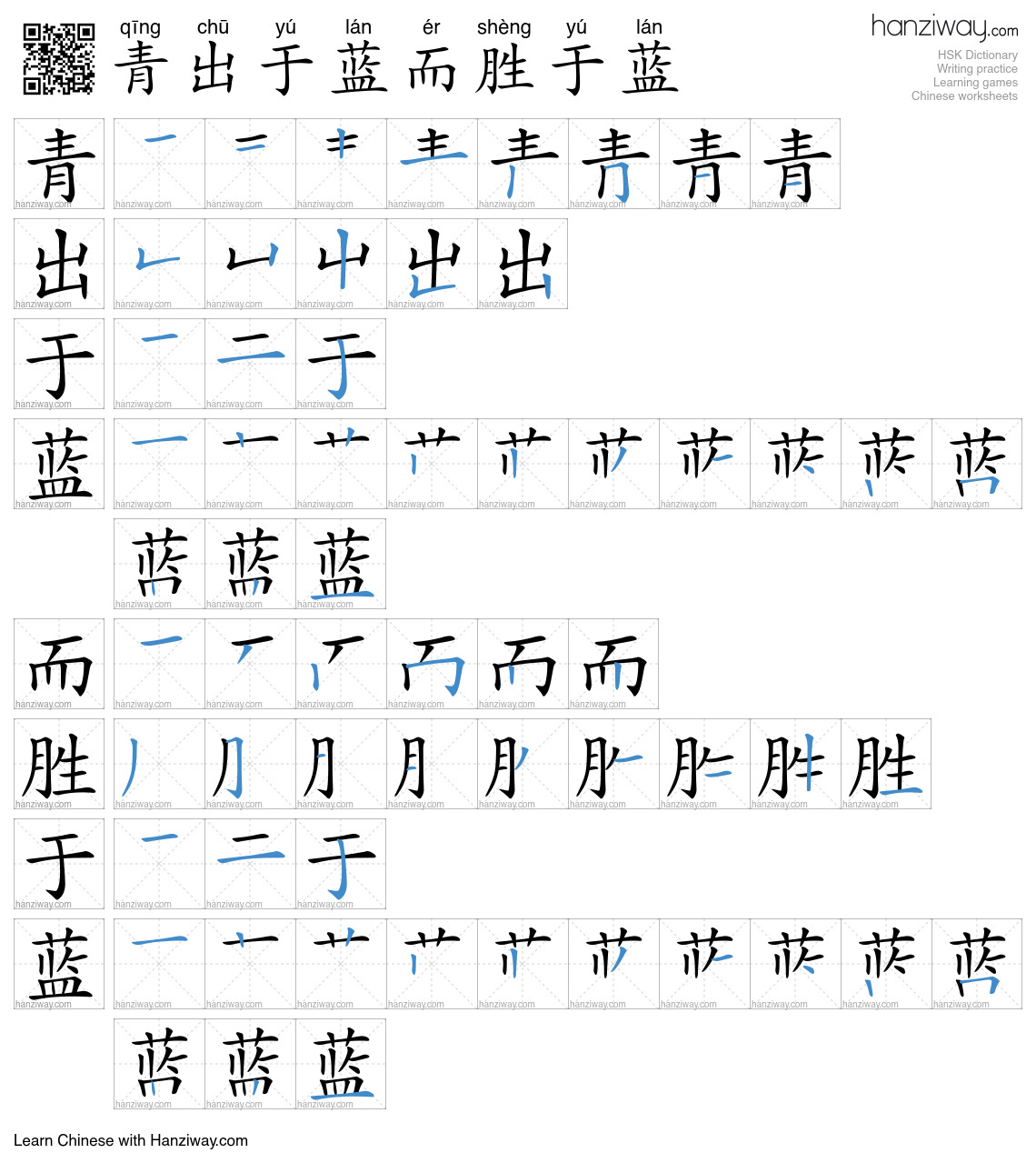 青出于蓝而胜于蓝 (qīng chū yú lán ér shèng yú lán) - English translation ...