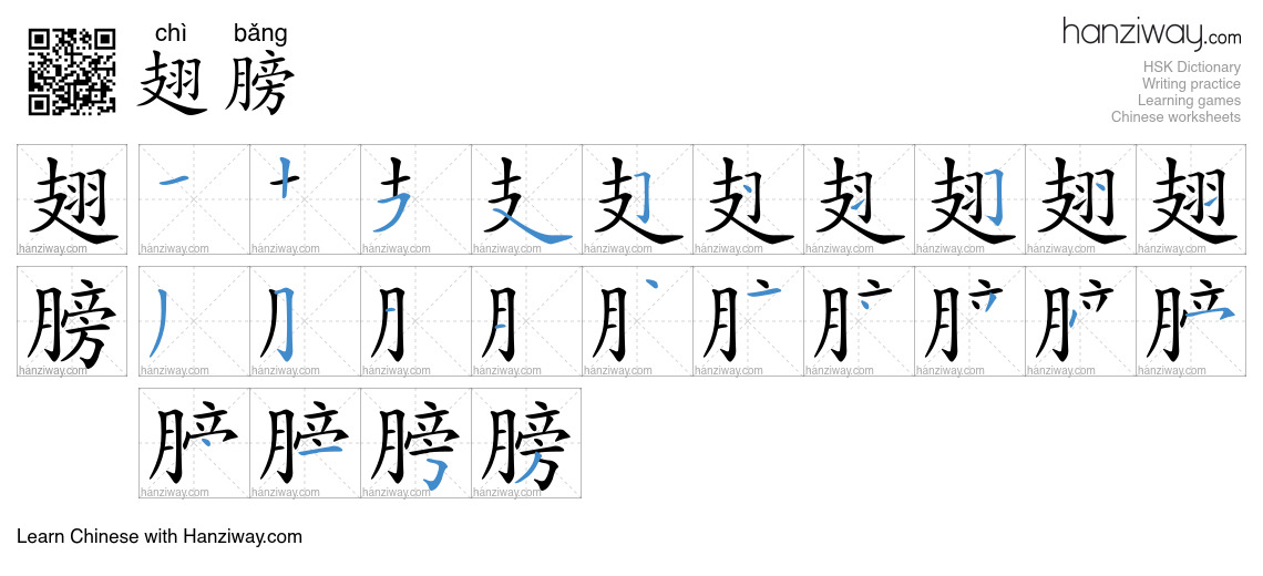 Character 翅膀 stroke orders
