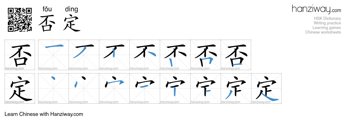 Character 否定 stroke orders