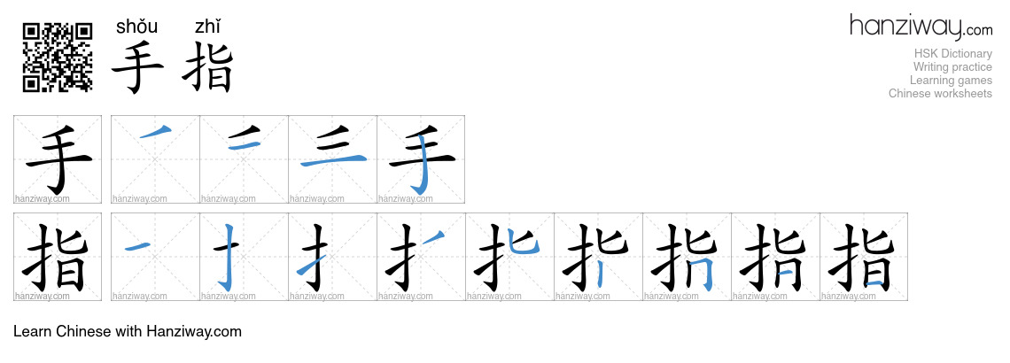Character 手指 stroke orders