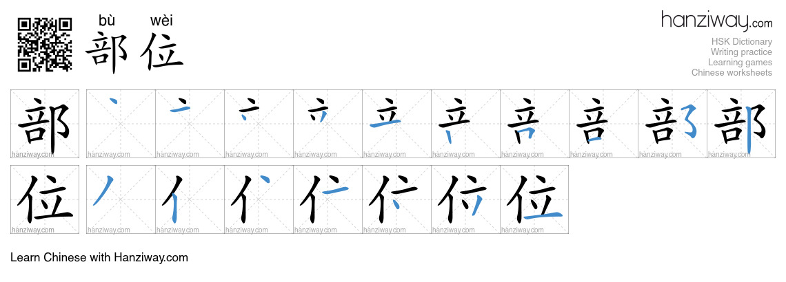 Character 部位 stroke orders