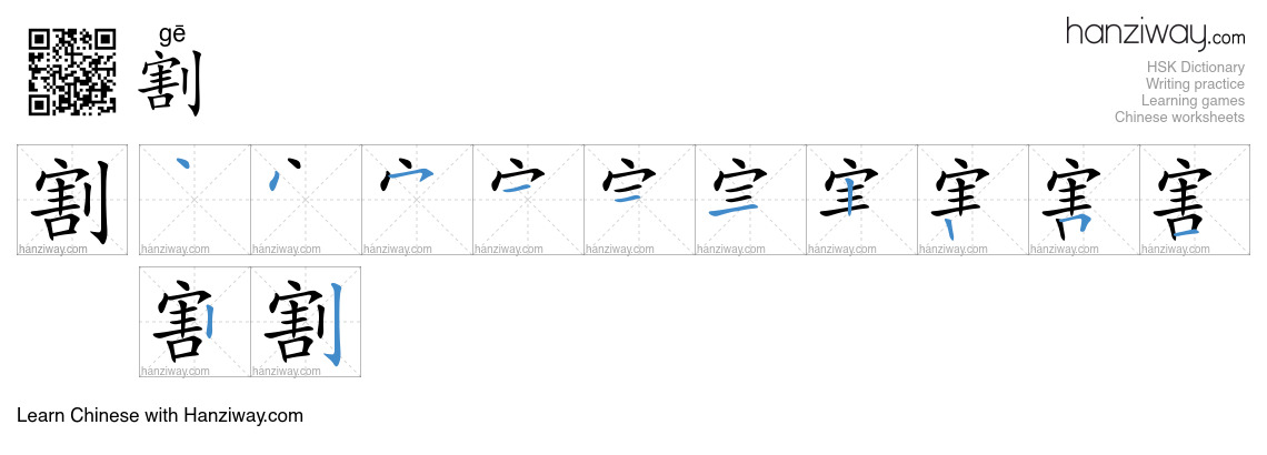 Character 割 stroke orders