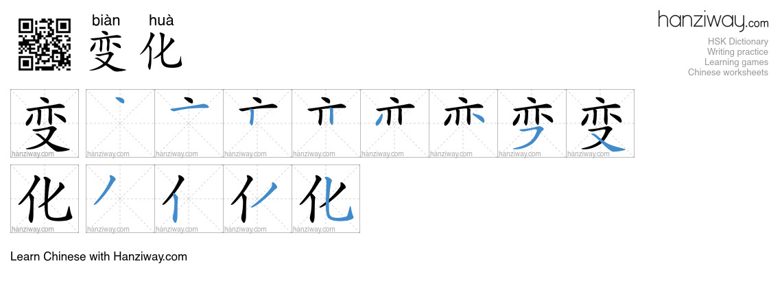 Character 变化 stroke orders
