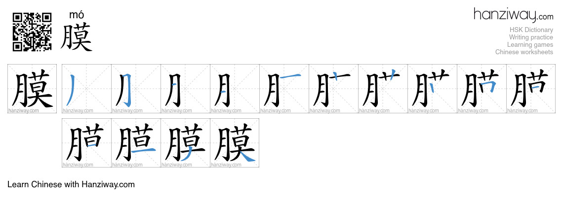 Character 膜 stroke orders