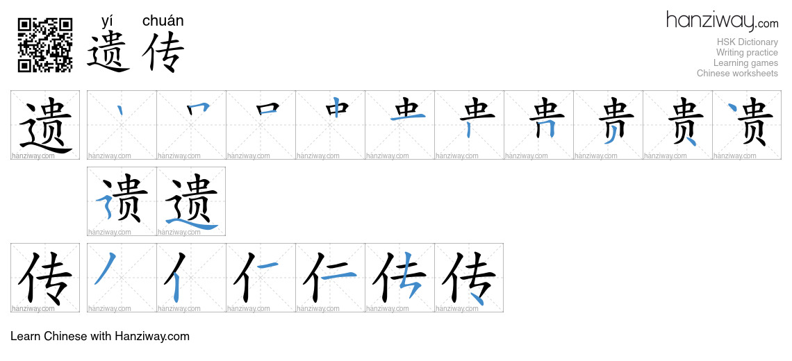 Character 遗传 stroke orders