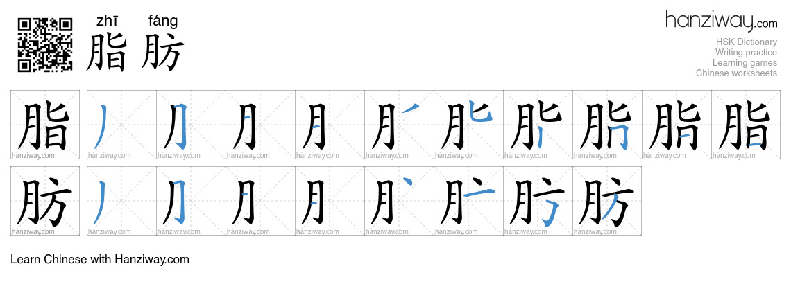 Character 脂肪 stroke orders