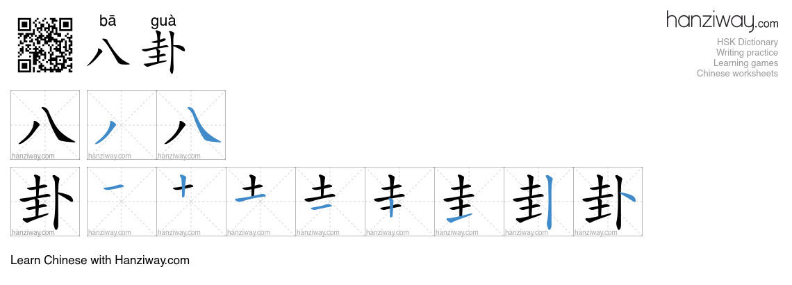 Character 八卦 stroke orders