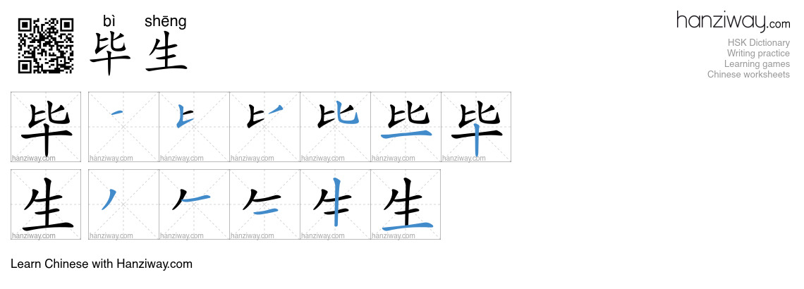 Character 毕生 stroke orders