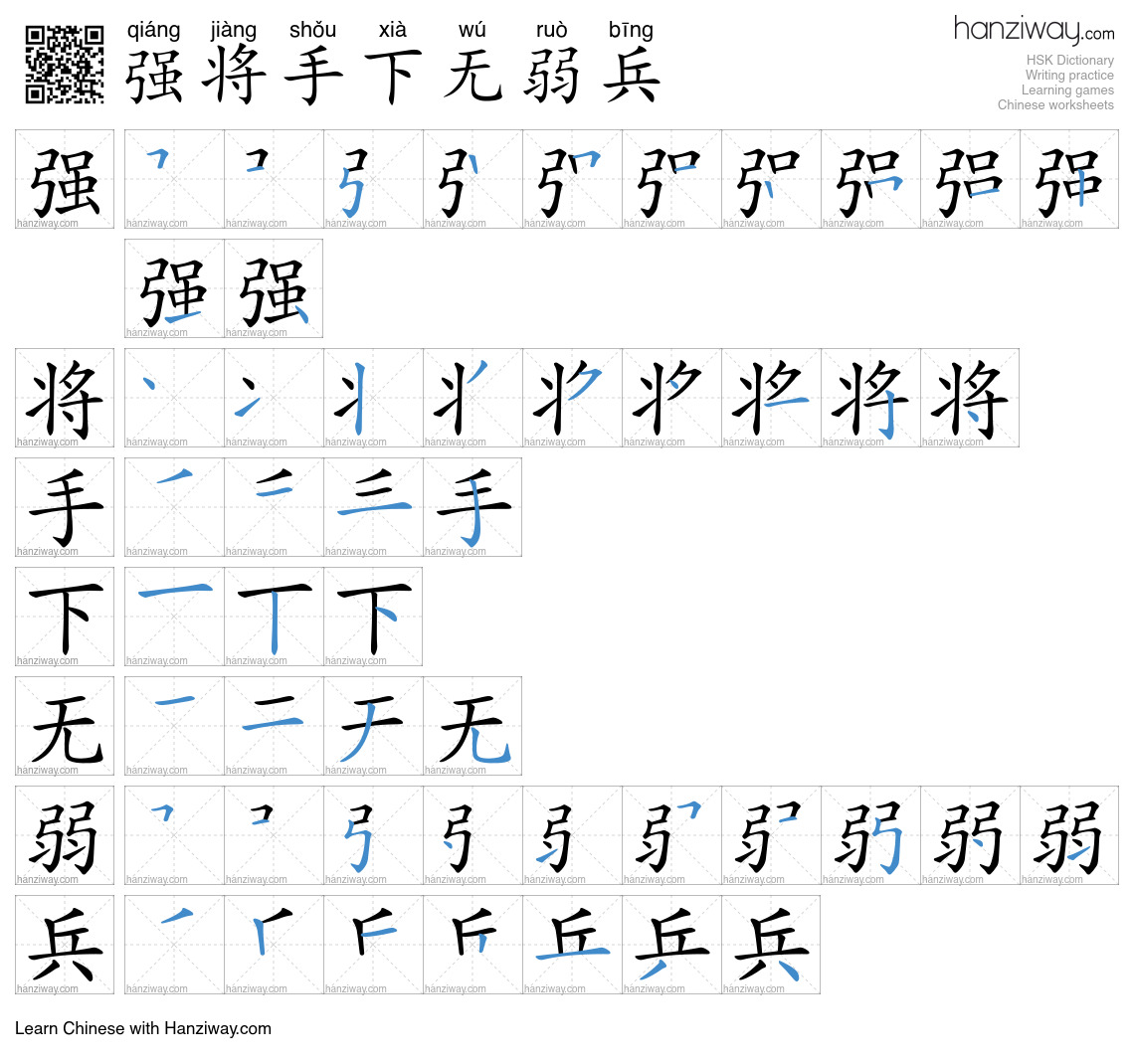 强将手下无弱兵 (qiáng jiàng shǒu xià wú ruò bīng) - English translation ...
