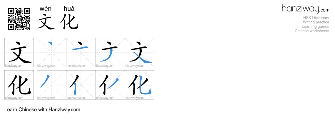 Character 文化 stroke orders
