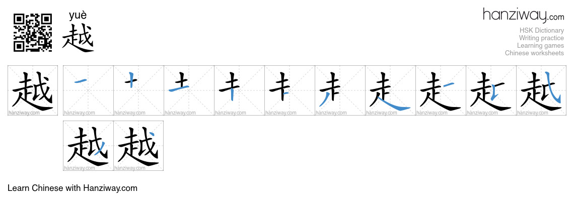 Character 越 stroke orders