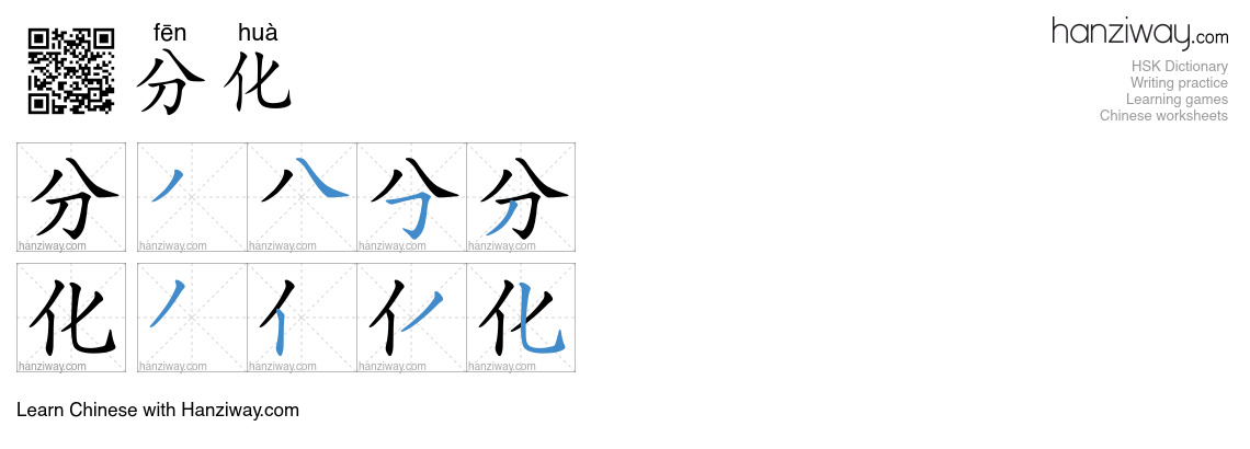 Character 分化 stroke orders