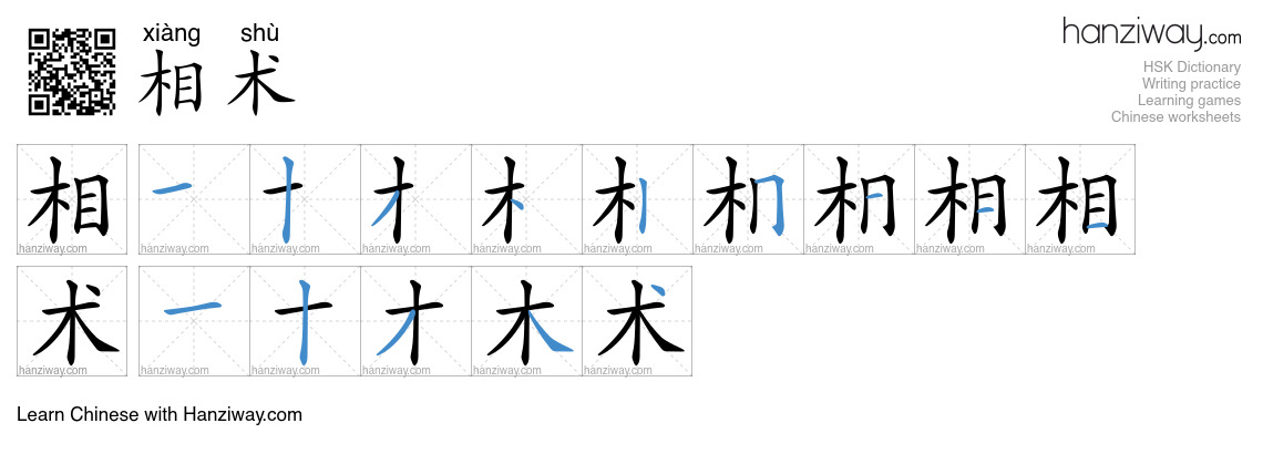 相术 (xiàng shù) - English translation, writing, stroke order, audio ...