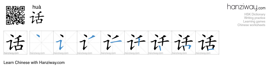 Character 话 stroke orders